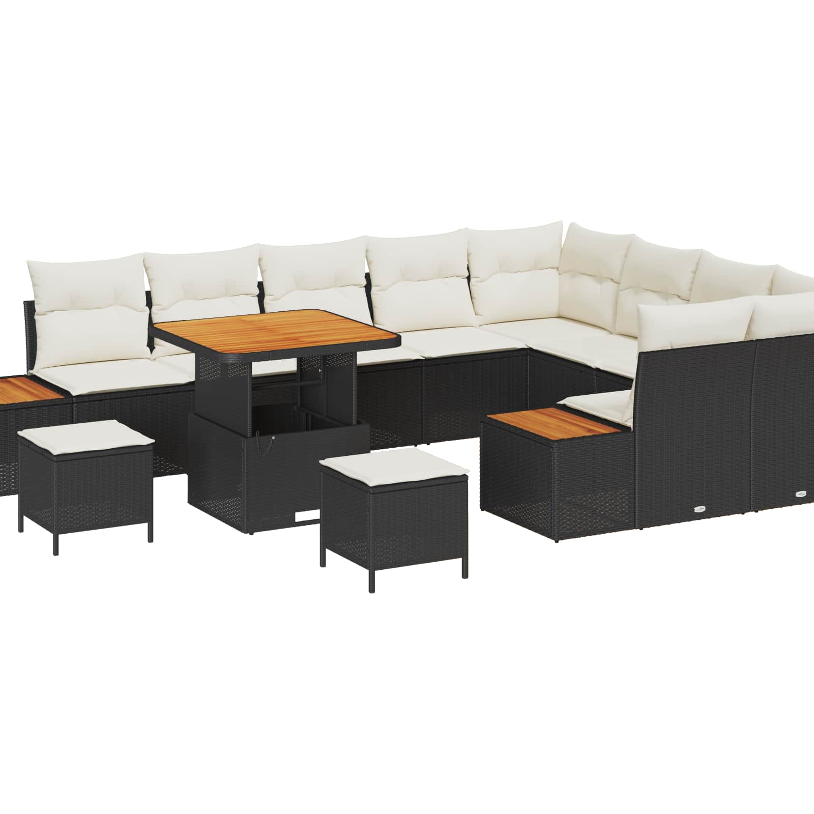 Gartensofa-set mit Kissen 12 pcs Schwarz und Creme