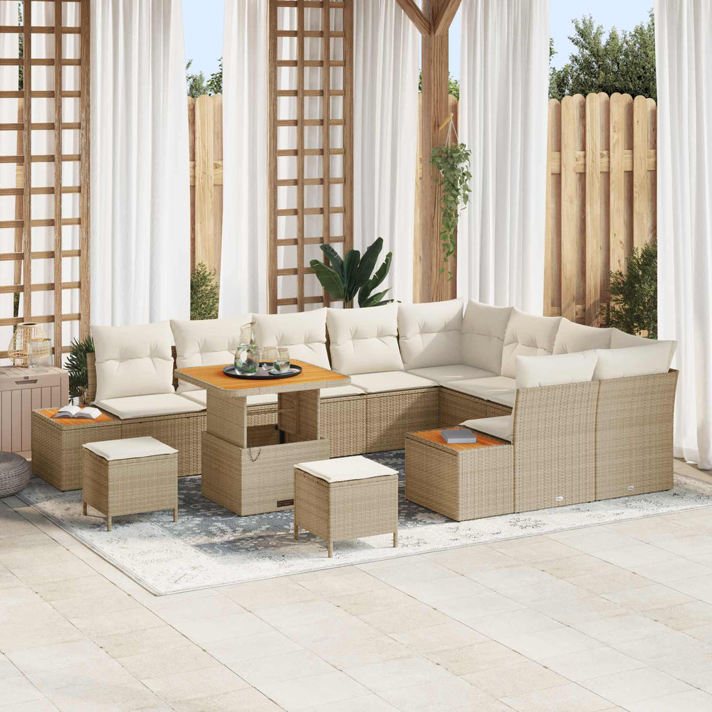 Gartensofa-set mit Kissen 12 pcs Beige und Creme