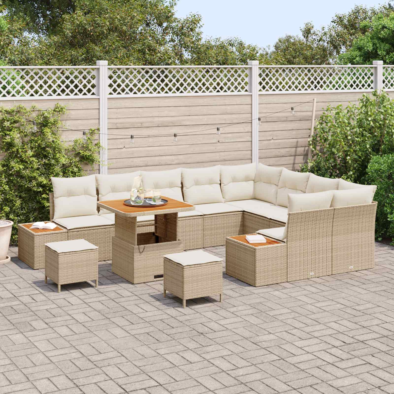 Gartensofa-set mit Kissen 12 pcs Beige und Creme