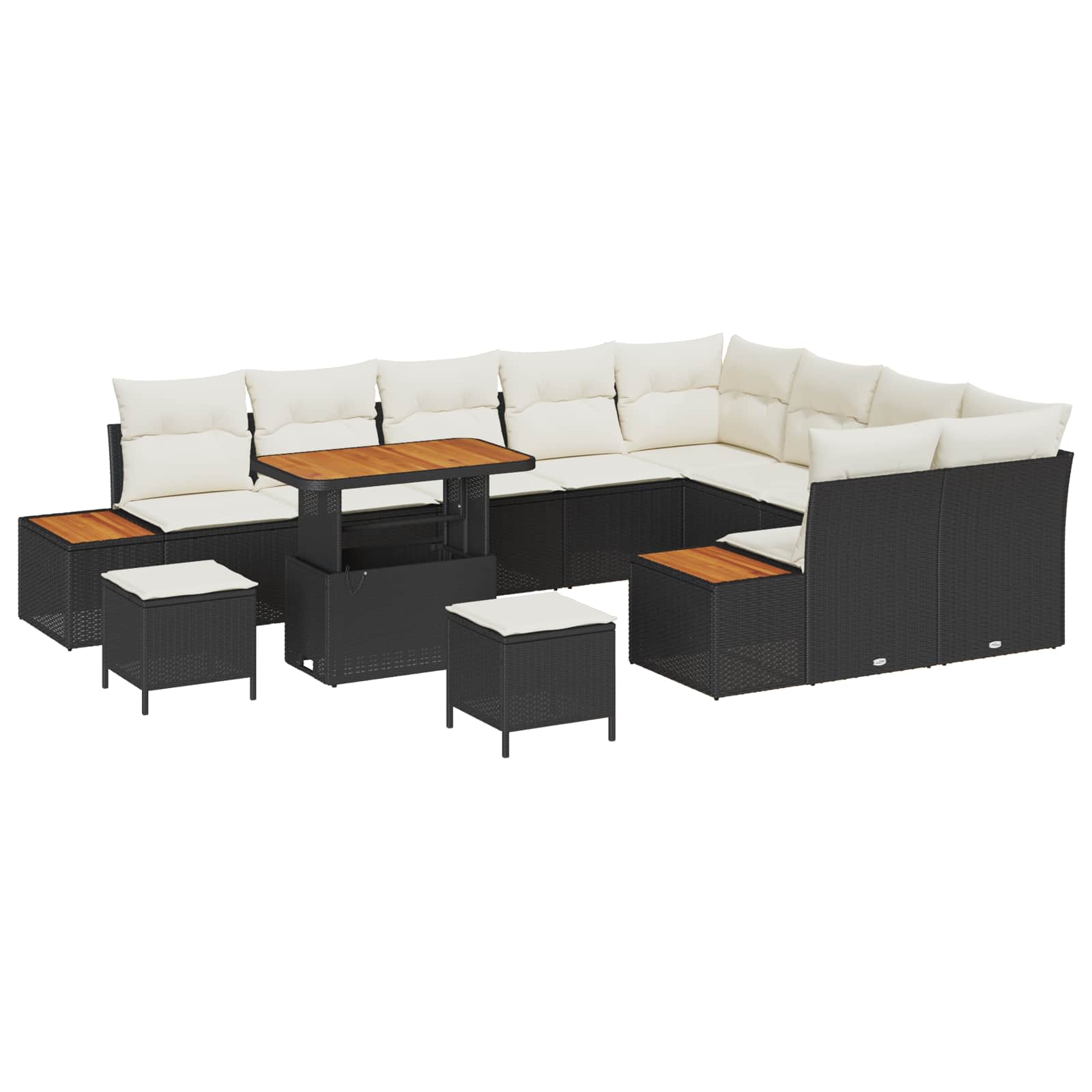 Gartensofa-set mit Kissen 12 pcs Schwarz und Creme
