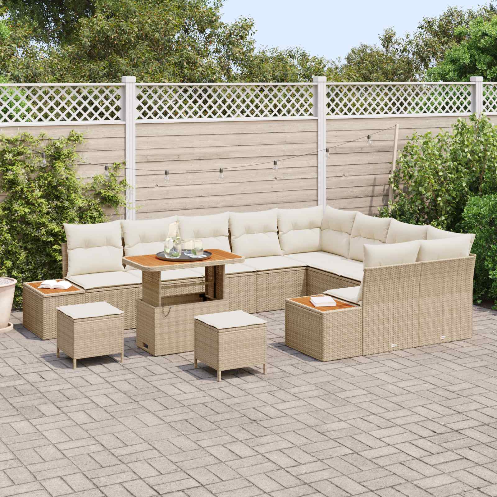 Gartensofa-set mit Kissen 12 pcs Beige und Creme