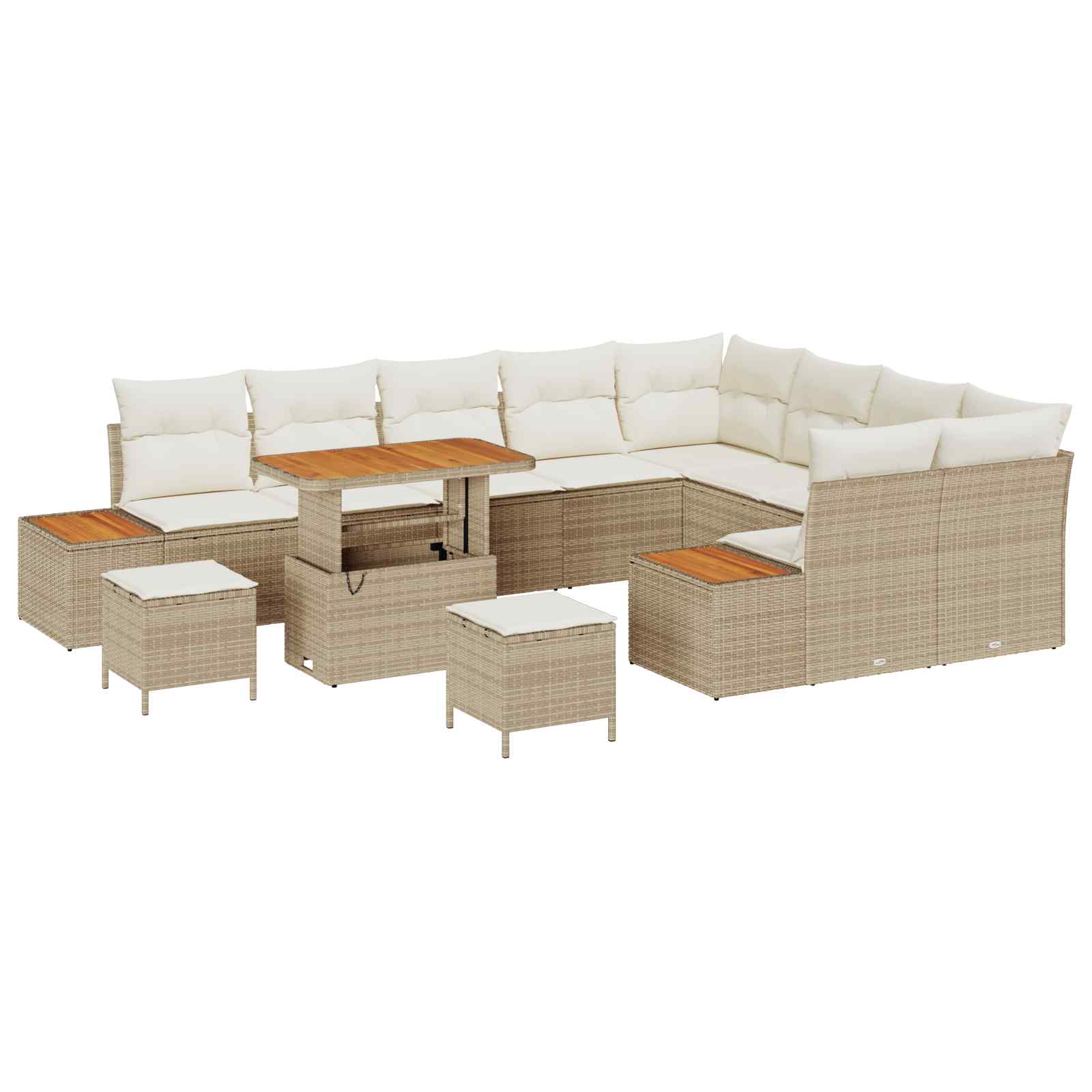 Gartensofa-set mit Kissen 12 pcs Beige und Creme