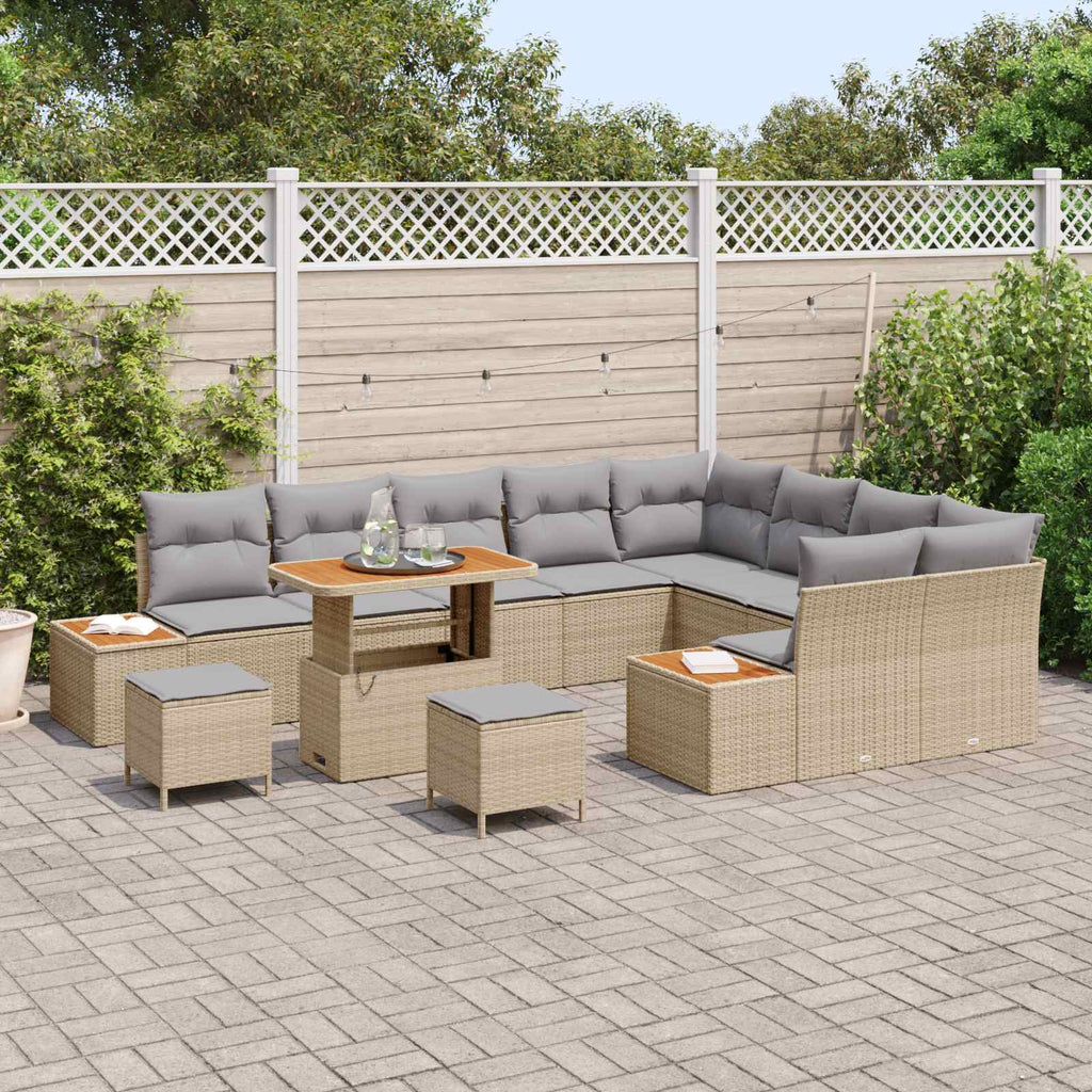 Gartensofa-set mit Kissen 12 pcs Beige und Hellgrau