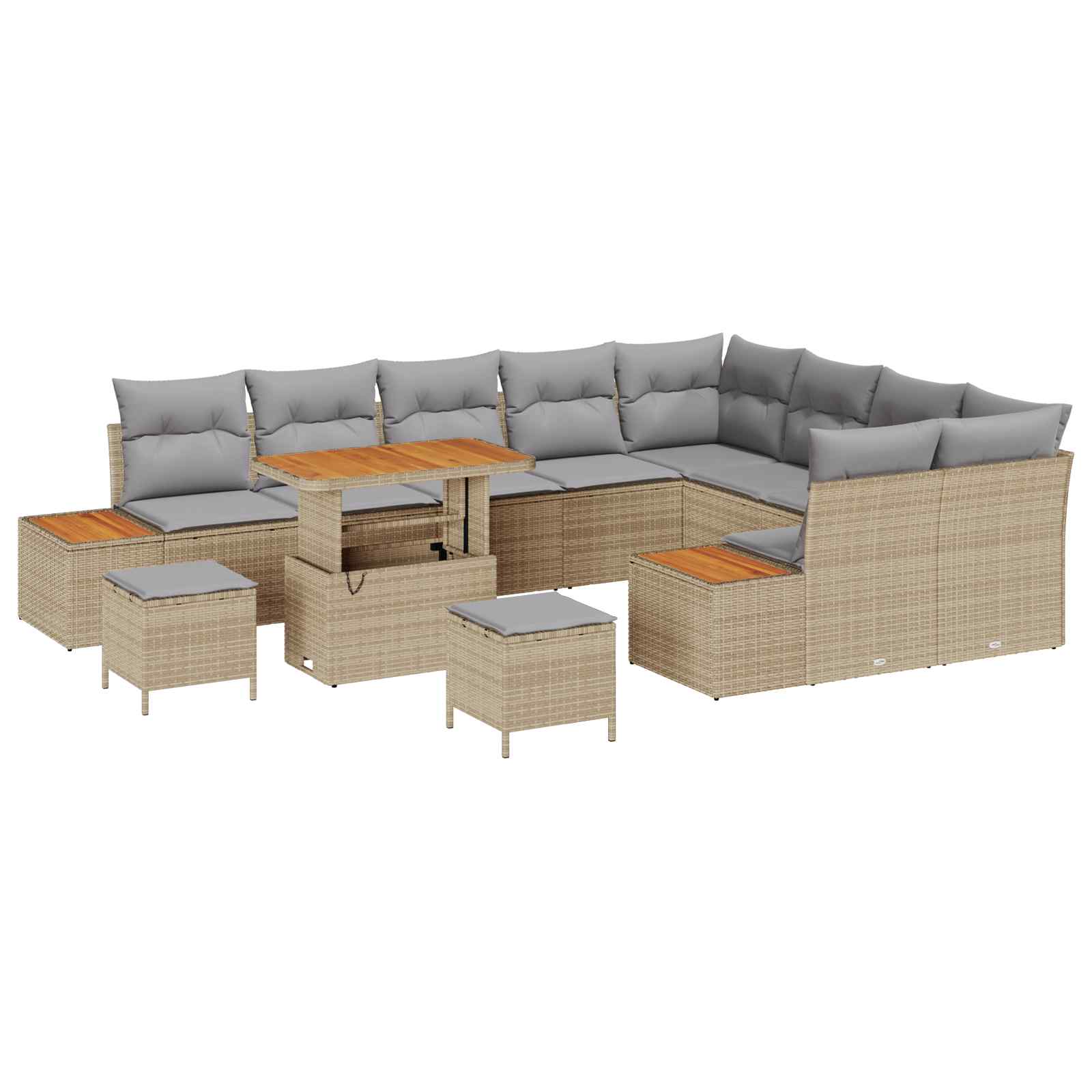 Gartensofa-set mit Kissen 12 pcs Beige und Hellgrau