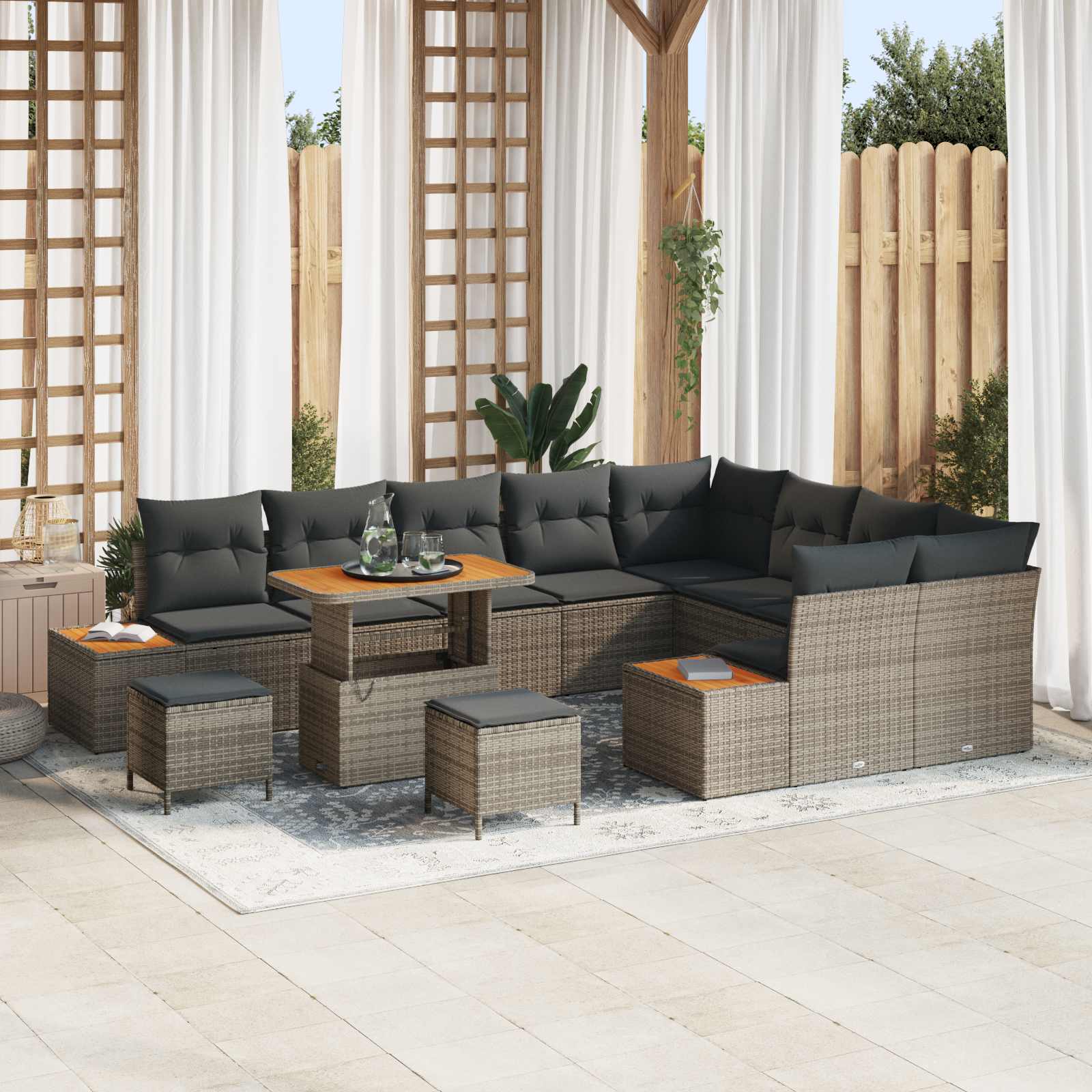 Gartensofa-set mit Kissen 12 pcs Grau