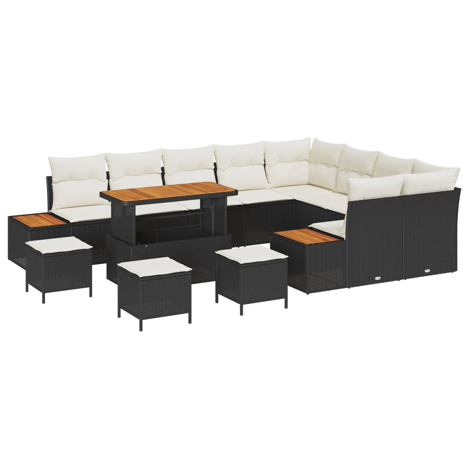 Gartensofa-set mit Kissen 13 pcs Schwarz und Creme