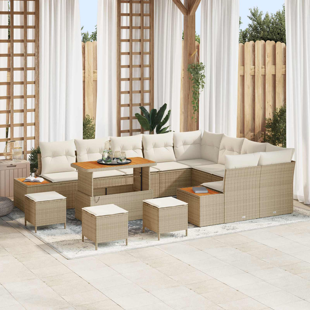 Gartensofa-set mit Kissen 13 pcs Beige und Creme