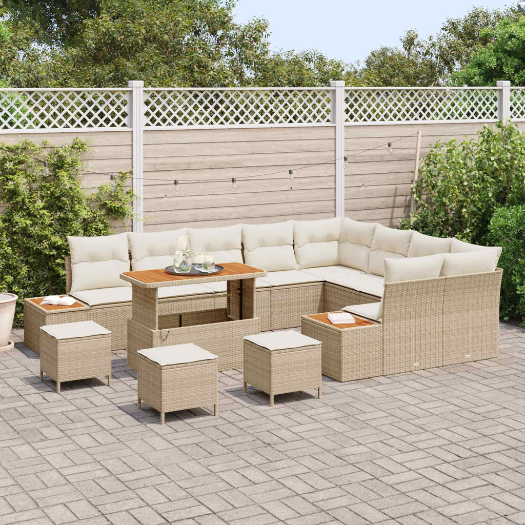 Gartensofa-set mit Kissen 13 pcs Beige und Creme