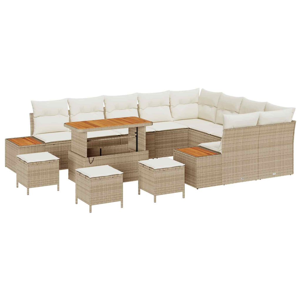 Gartensofa-set mit Kissen 13 pcs Beige und Creme