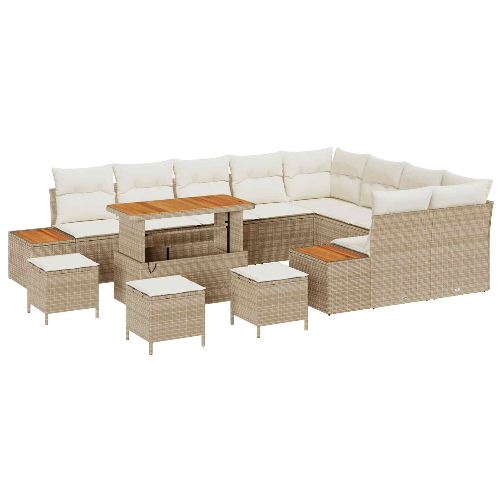 Gartensofa-set mit Kissen 13 pcs Beige und Creme