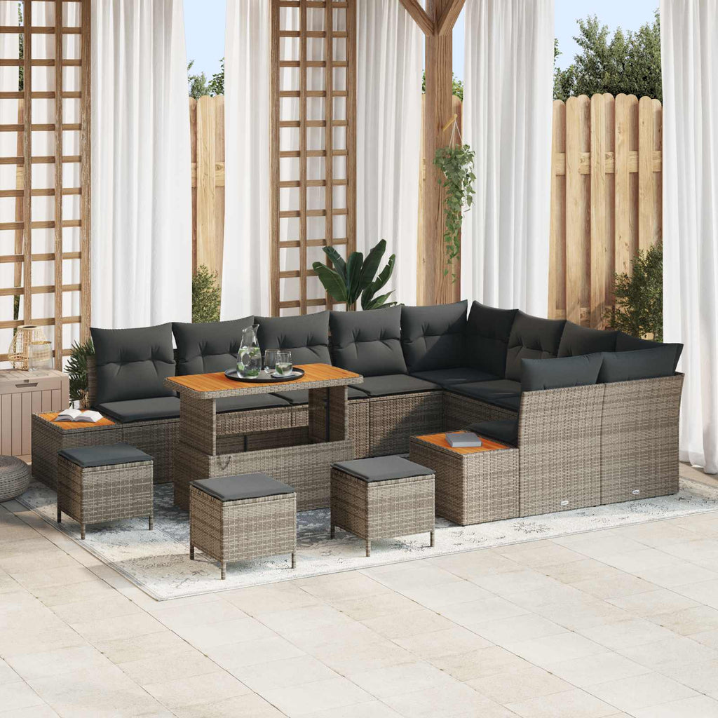 Gartensofa-set mit Kissen 13 pcs Grau