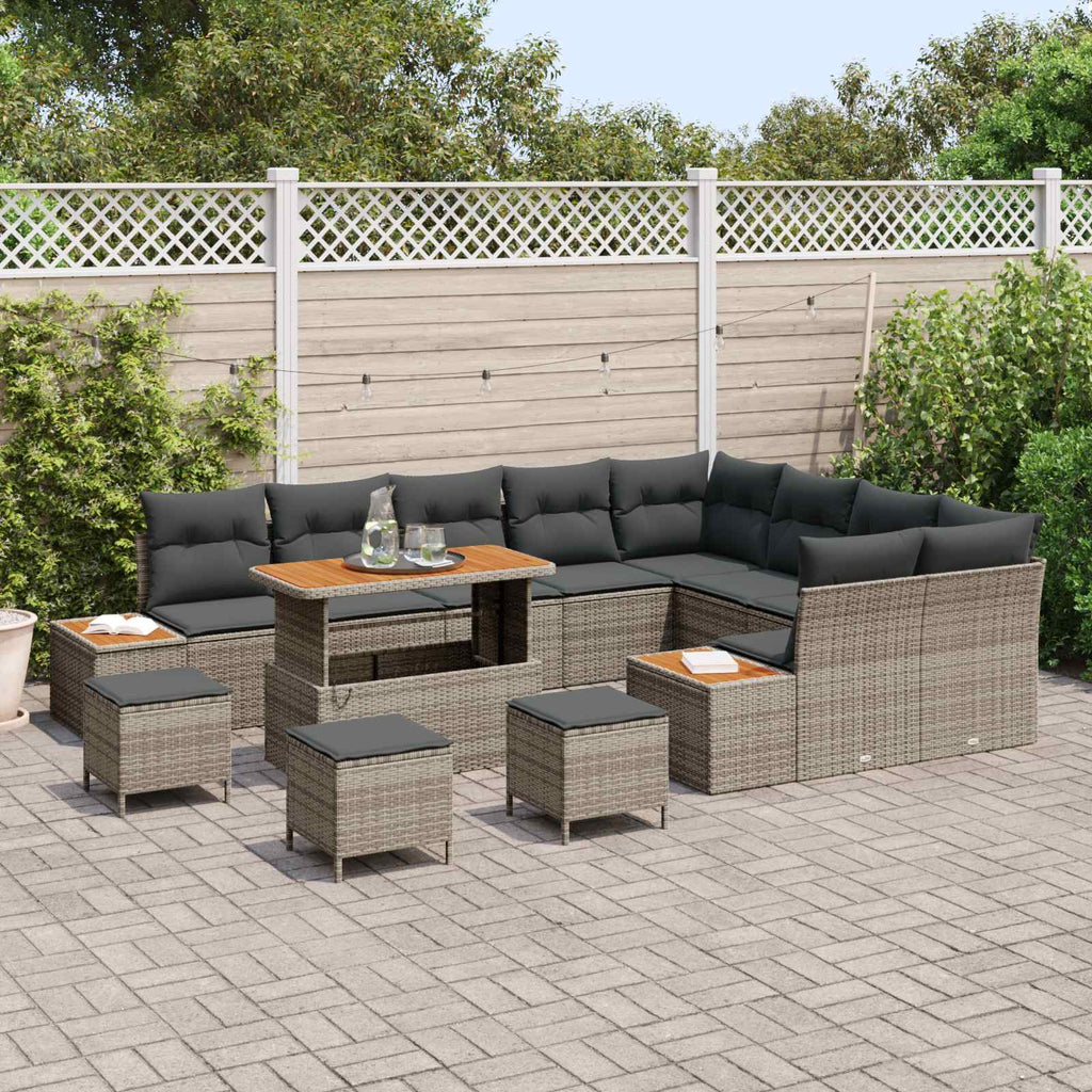 Gartensofa-set mit Kissen 13 pcs Grau
