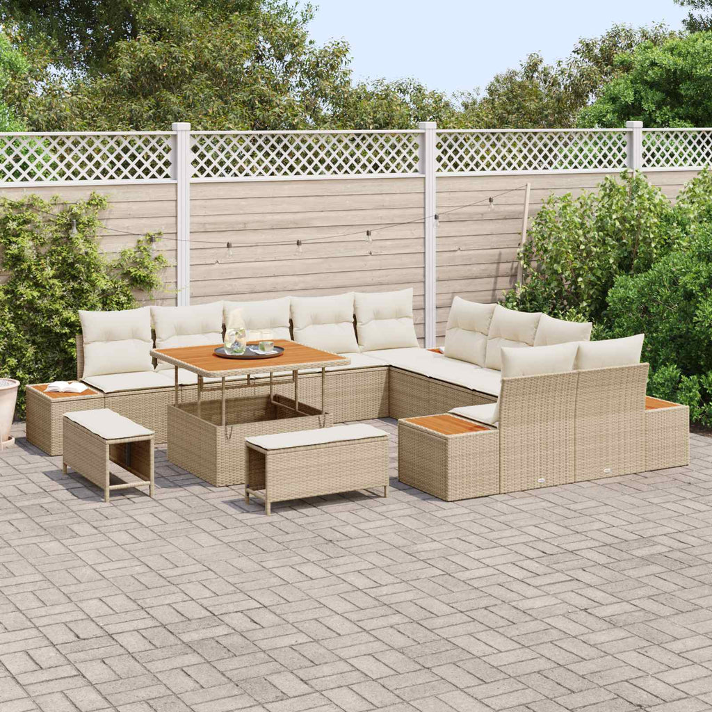 Gartensofa-set mit Kissen 13 pcs Beige und Creme