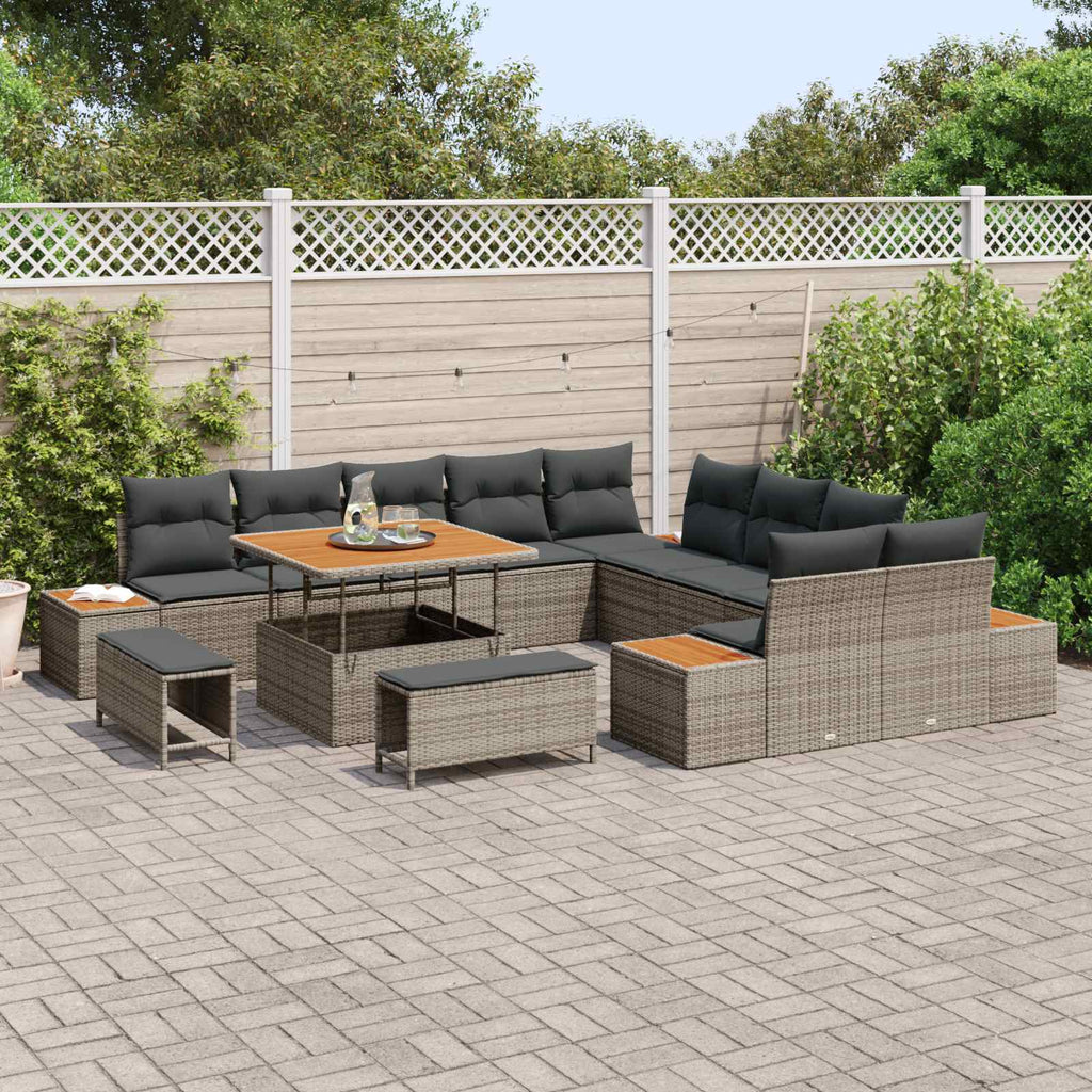 Gartensofa-set mit Kissen 13 pcs Grau