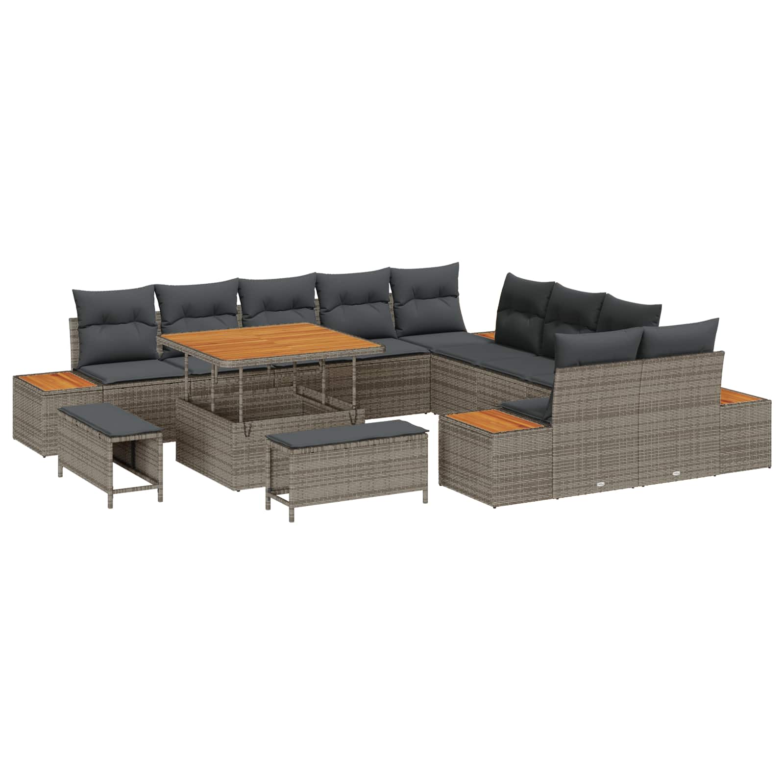 Gartensofa-set mit Kissen 13 pcs Grau
