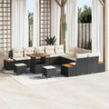 Gartensofa-set mit Kissen 13 pcs Schwarz und Creme