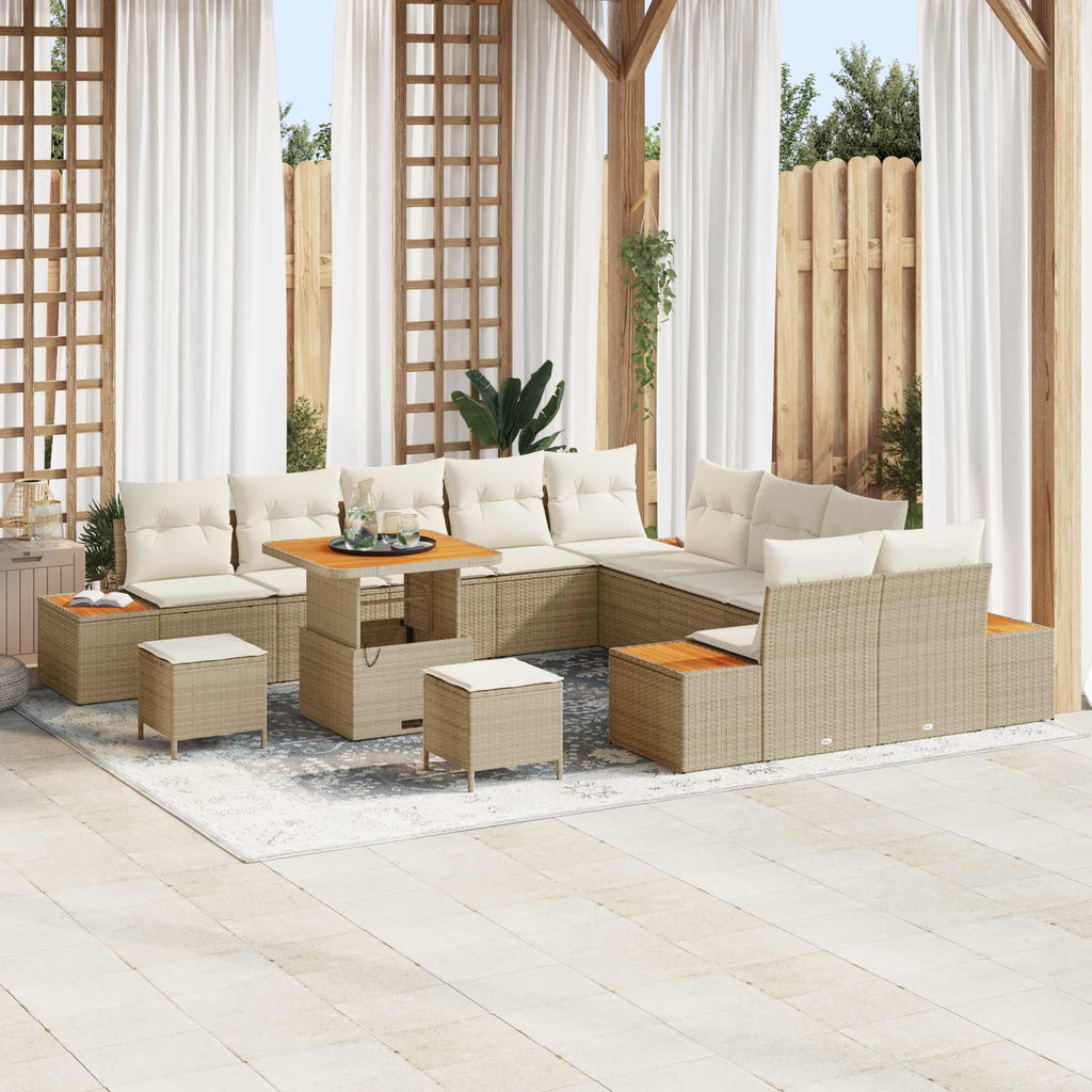 Gartensofa-set mit Kissen 13 pcs Beige und Creme