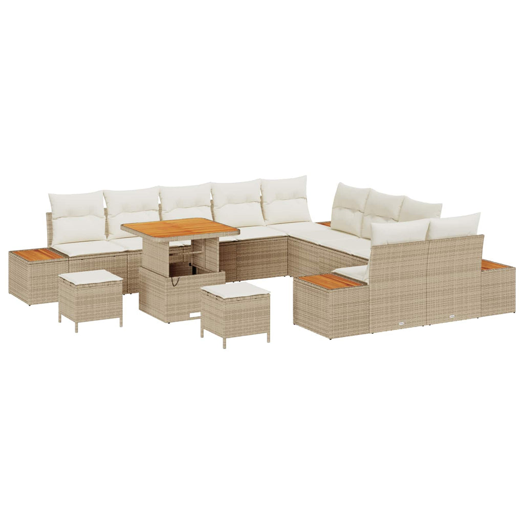 Gartensofa-set mit Kissen 13 pcs Beige und Creme