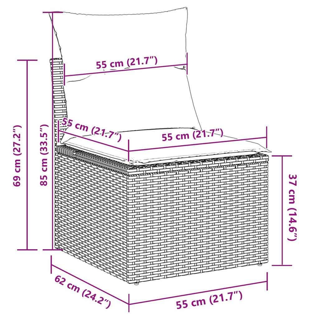 Gartensofa-set mit Kissen 13 pcs Grau
