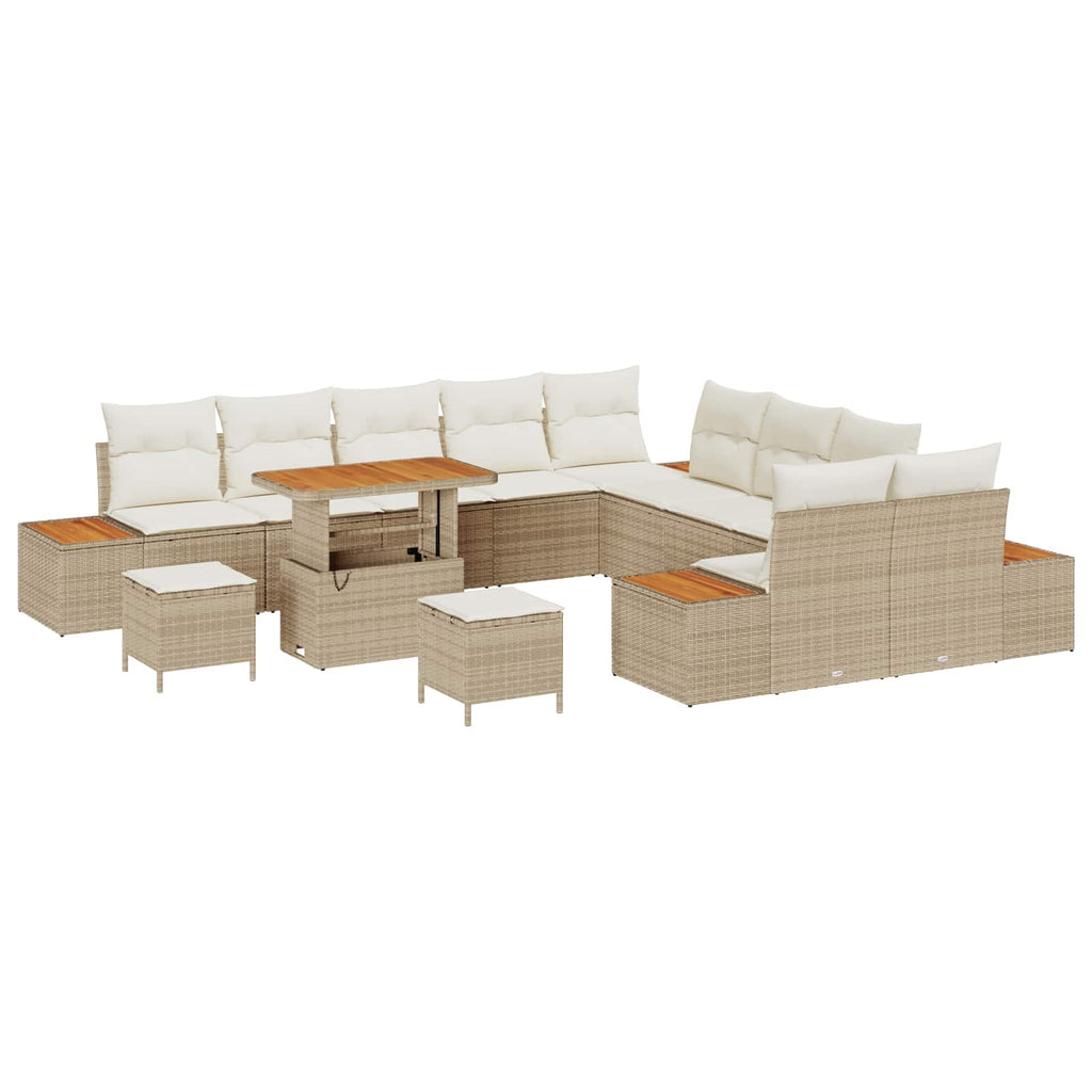 Gartensofa-set mit Kissen 13 pcs Beige und Creme