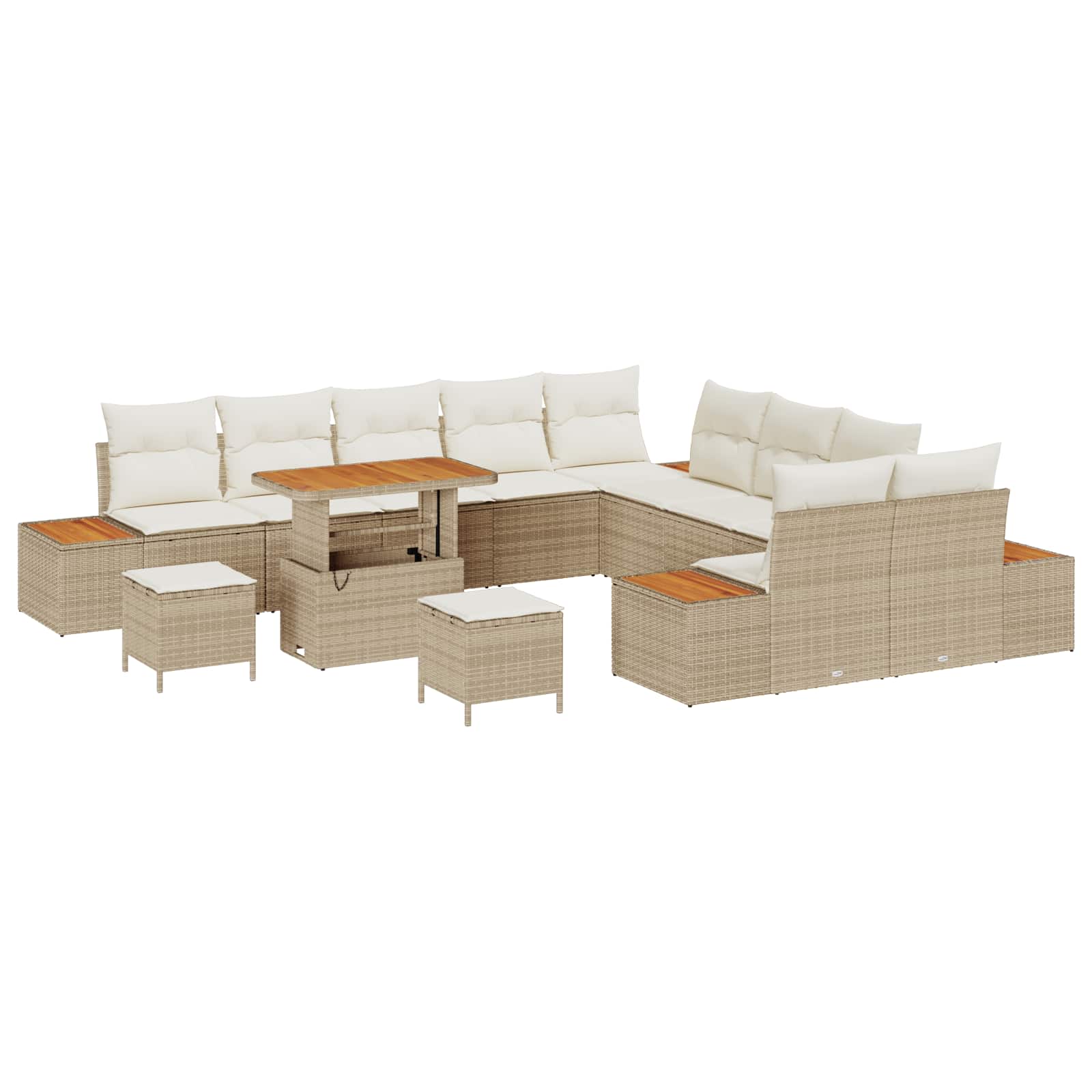 Gartensofa-set mit Kissen 13 pcs Beige und Creme