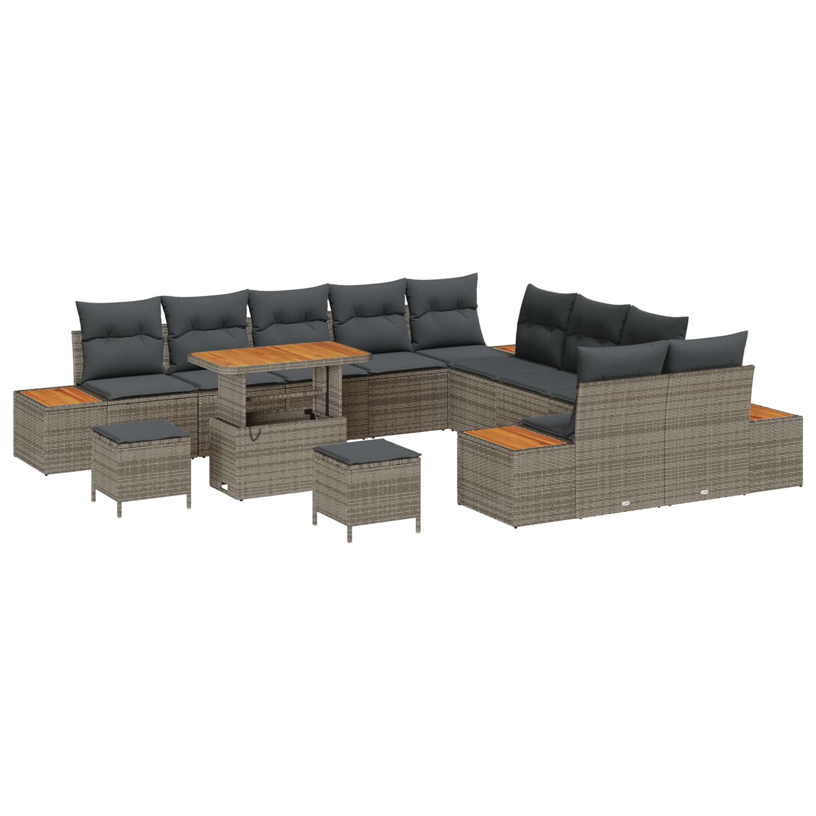 Gartensofa-set mit Kissen 13 pcs Grau