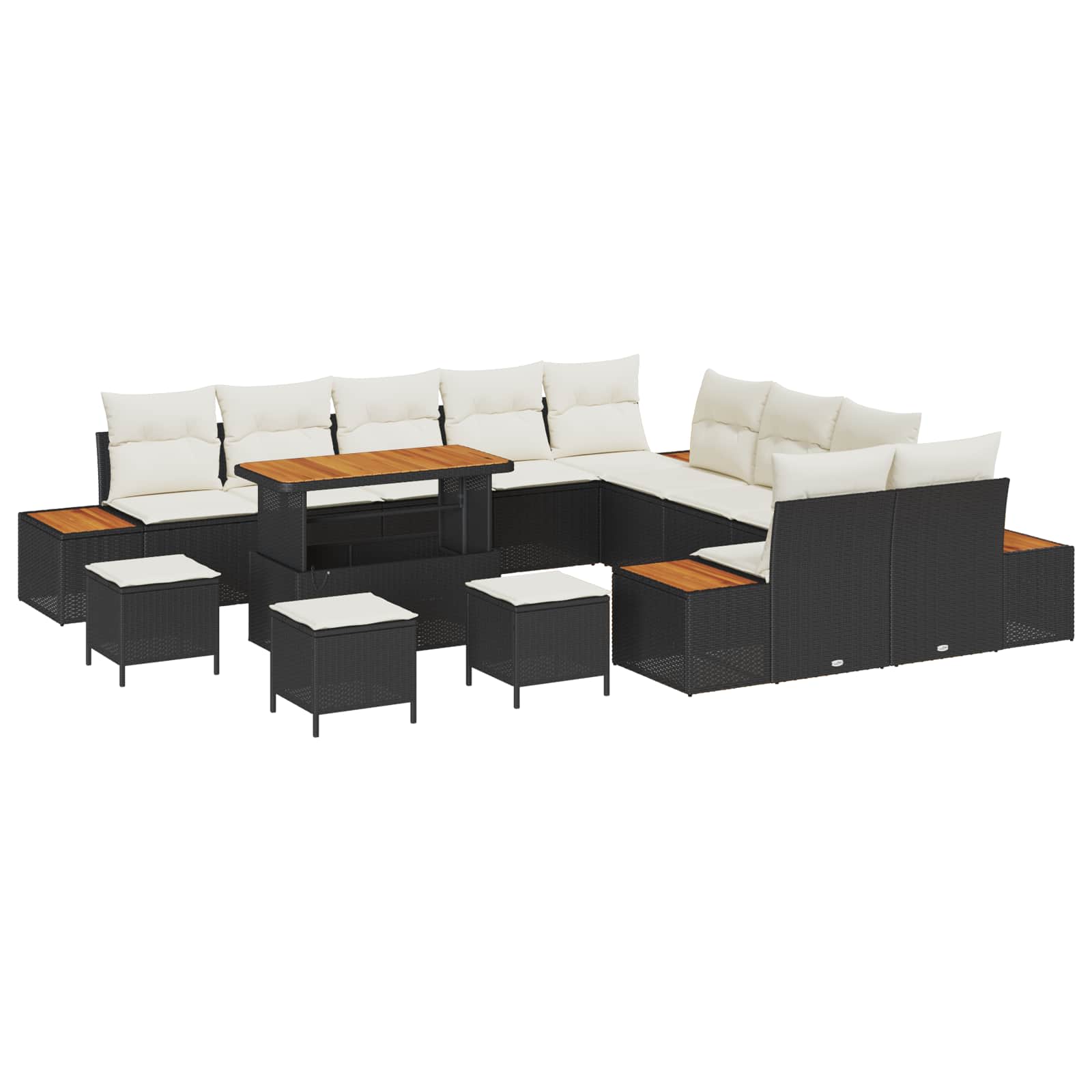 Gartensofa-set mit Kissen 14 pcs Schwarz und Creme