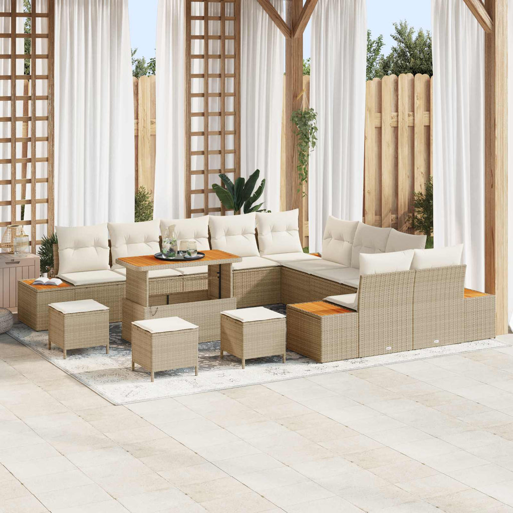 Gartensofa-set mit Kissen 14 pcs Beige und Creme