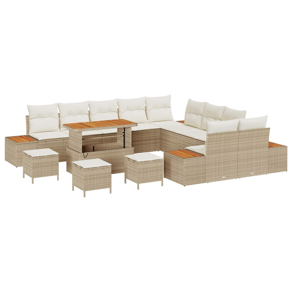 Gartensofa-set mit Kissen 14 pcs Beige und Creme