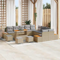 Gartensofa-set mit Kissen 14 pcs Beige und Hellgrau
