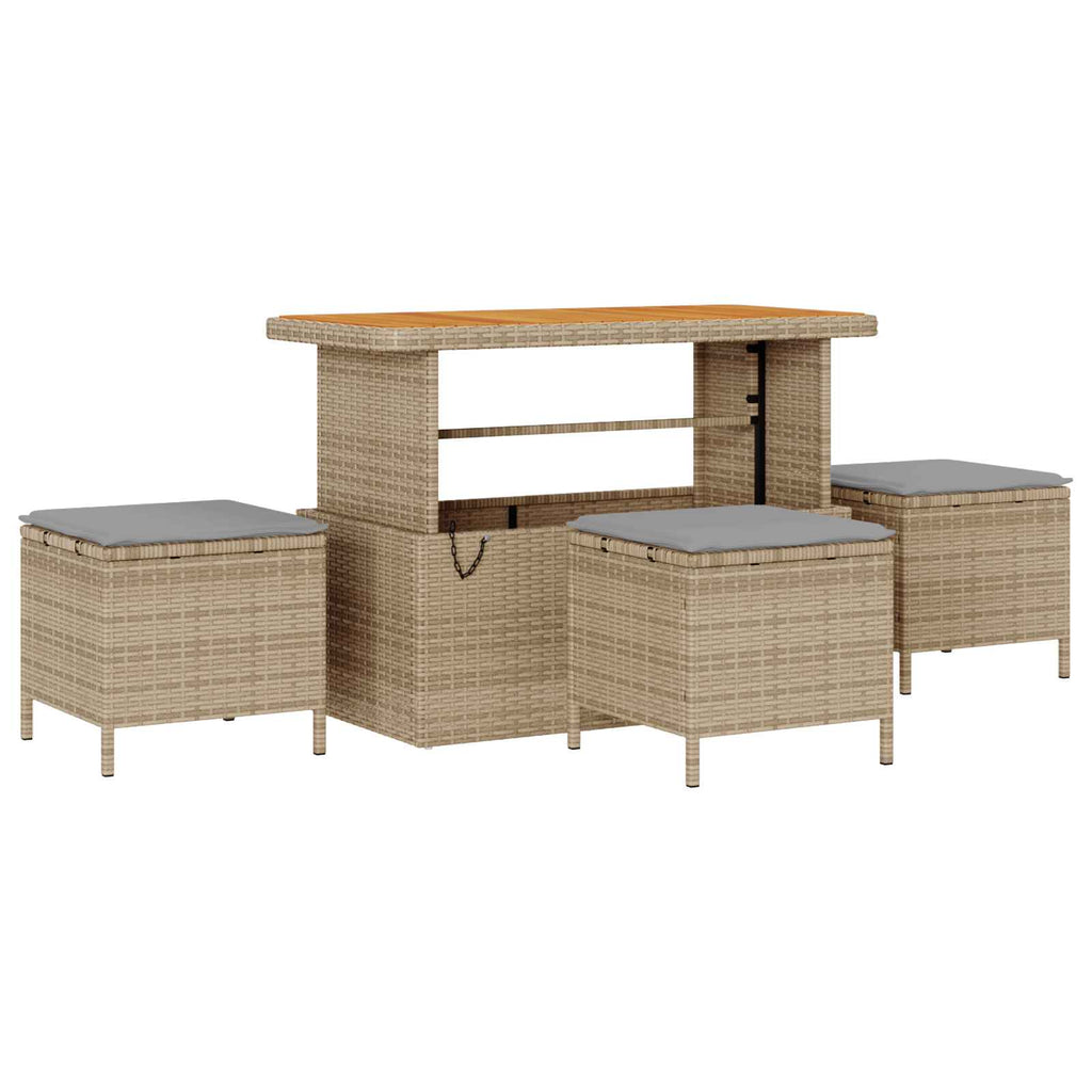 Gartensofa-set mit Kissen 14 pcs Beige und Hellgrau