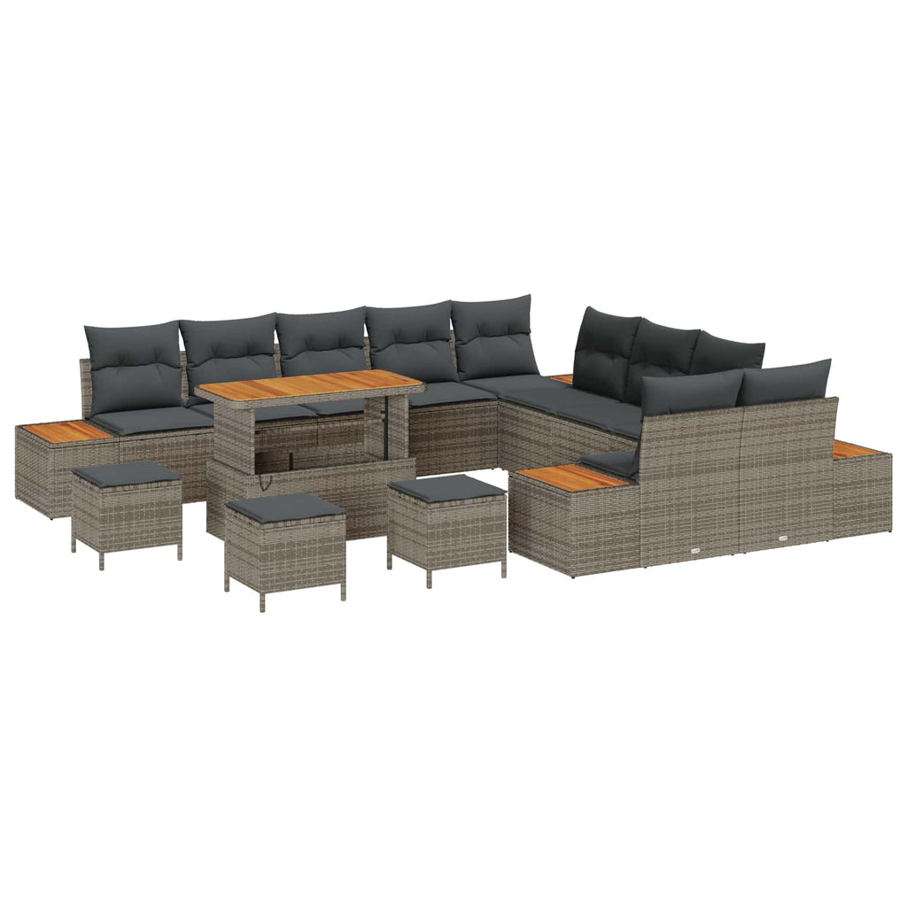 Gartensofa-set mit Kissen 14 pcs Grau
