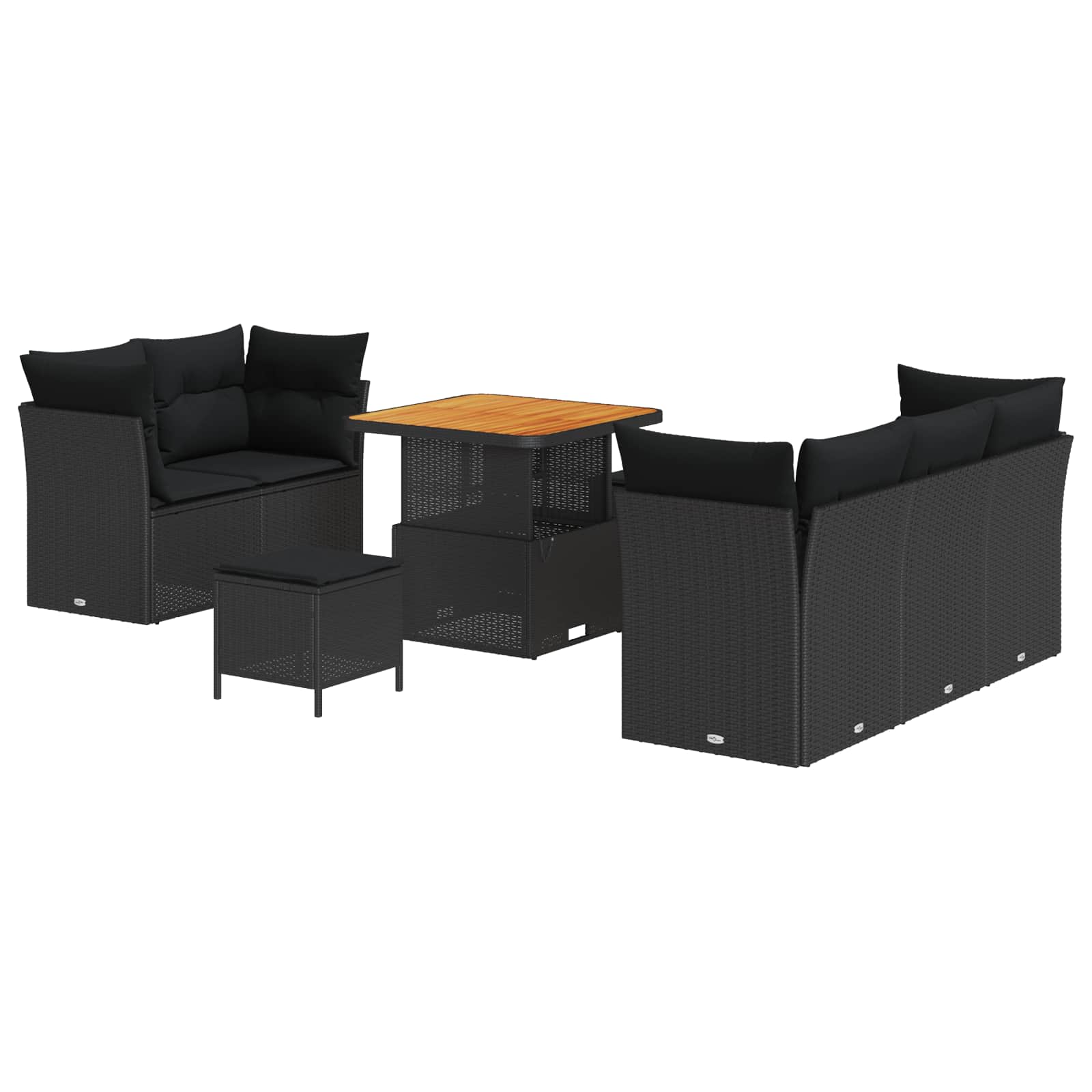 Garten-Sofa-Set mit Kissen mit Speicher 8 pcs Schwarz