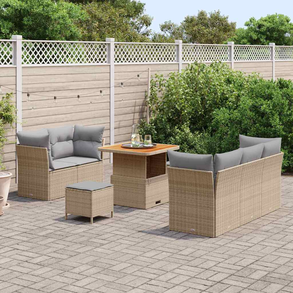 Garten-Sofa-Set mit Kissen 8 pcs Beige und Hellgrau
