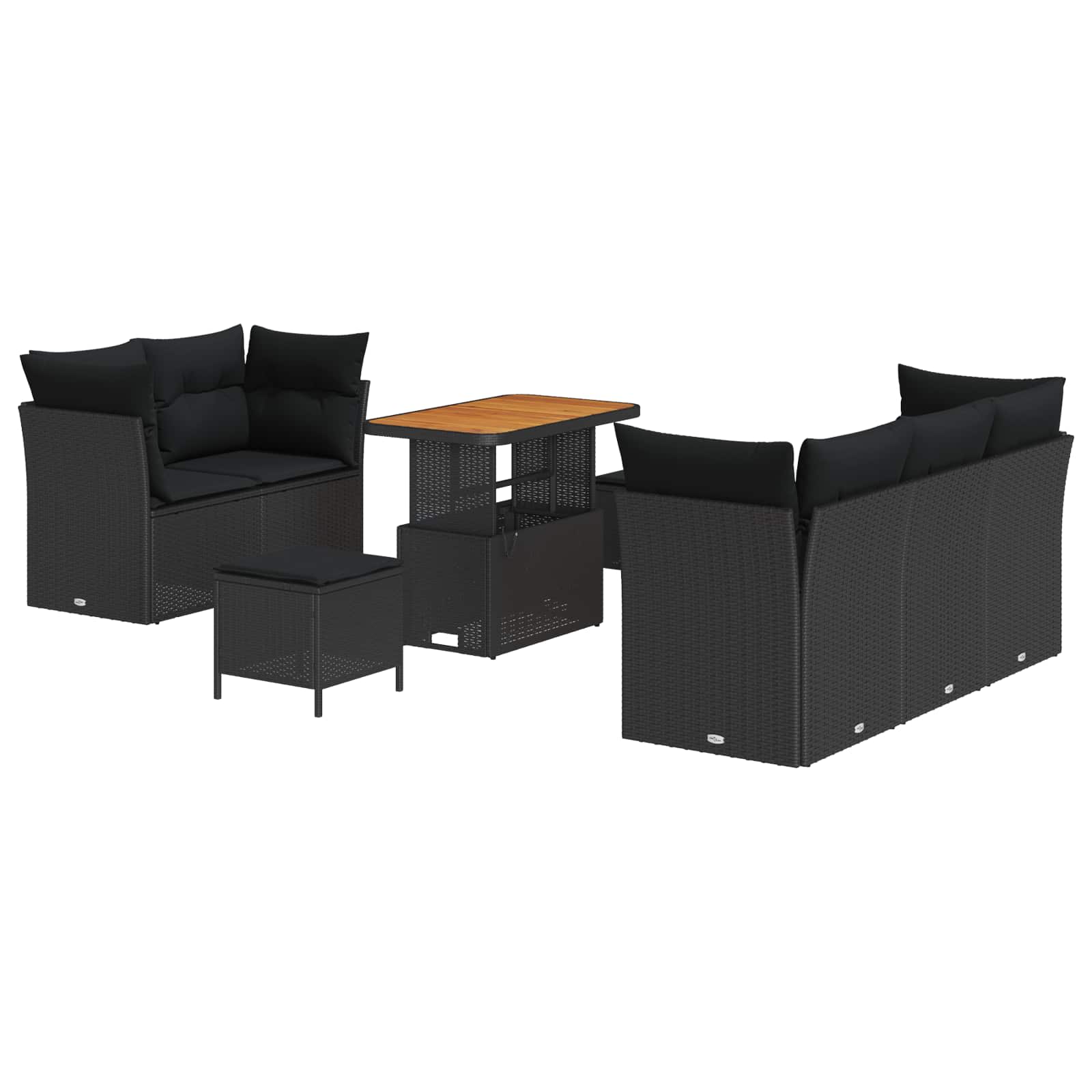 Garten-Sofa-Set mit Kissen mit Speicher 8 pcs Schwarz