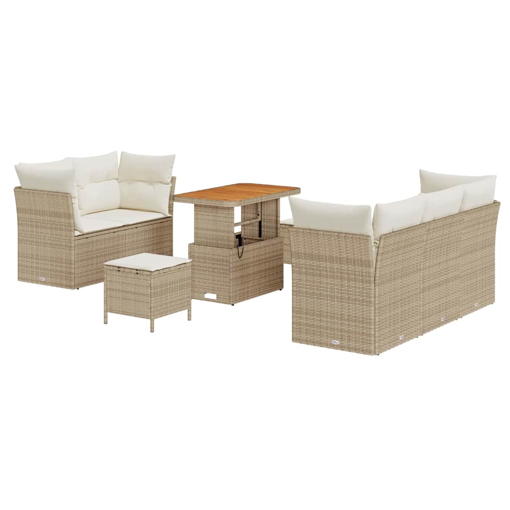 Garten-Sofa-Set mit Kissen mit Speicher 8 pcs Beige und Creme
