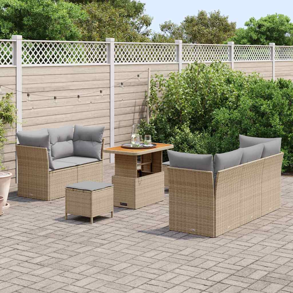 Garten-Sofa-Set mit Kissen 8 pcs Beige und Hellgrau