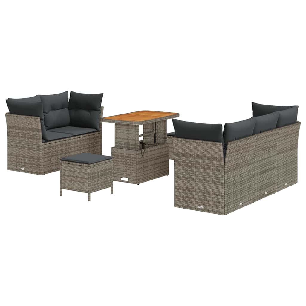 Garten-Sofa-Set mit Kissen mit Speicher 8 pcs Grau