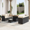 Gartensofa-set mit Kissen 9 pcs Schwarz und Creme Poly-Rattan