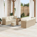Gartensofa-set mit Kissen 11 pcs Beige und Creme Poly-Rattan