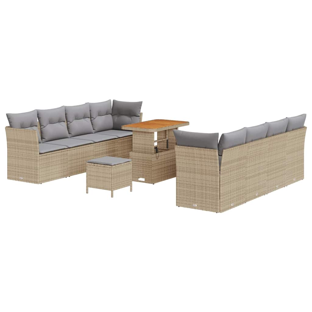 Garten-Sofa-Set mit Kissen 11 pcs Beige und Hellgrau