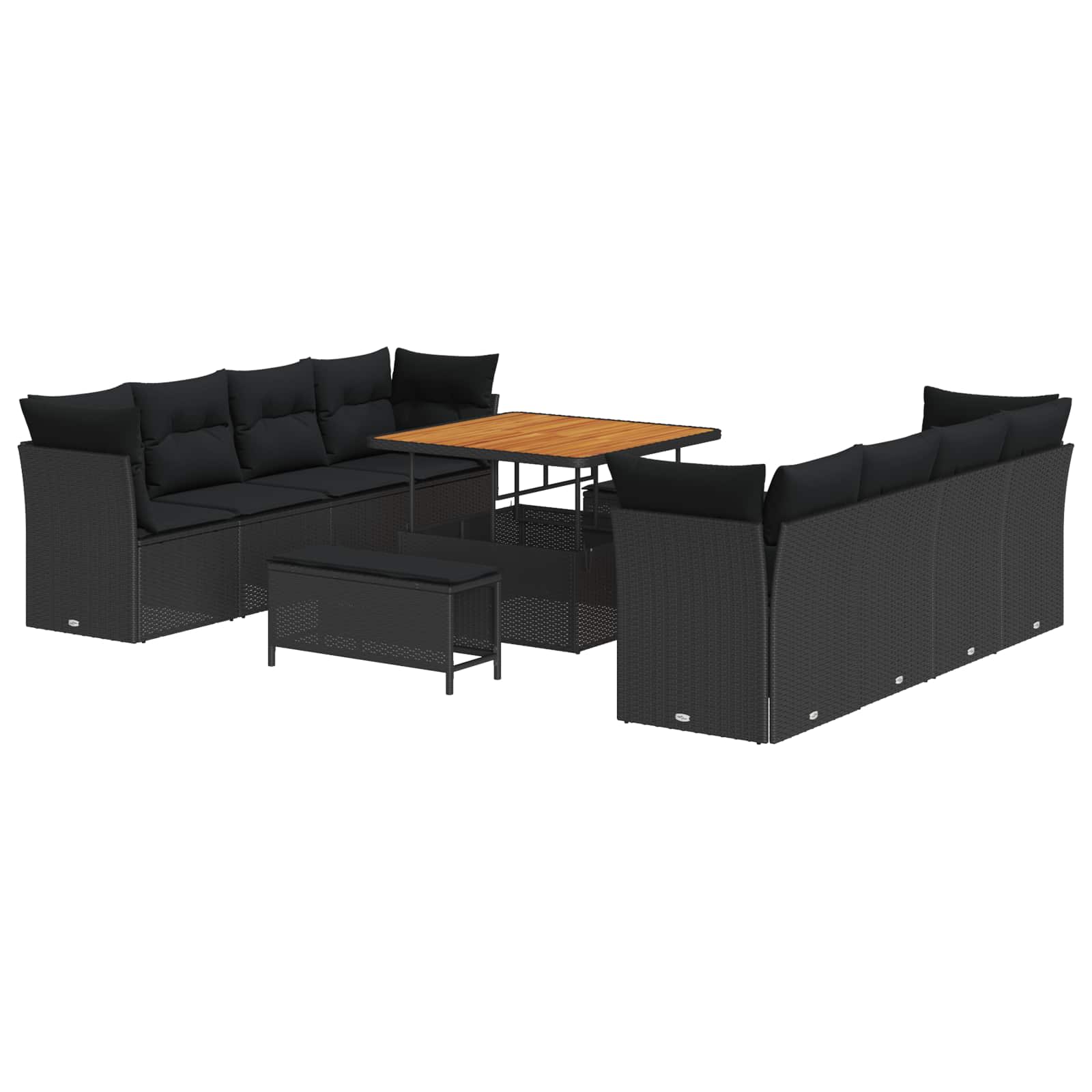 Gartensofa-set mit Kissen 11 pcs Schwarz Poly-Rattan