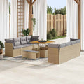 Garten-Sofa-Set mit Kissen 11 pcs Beige und Hellgrau
