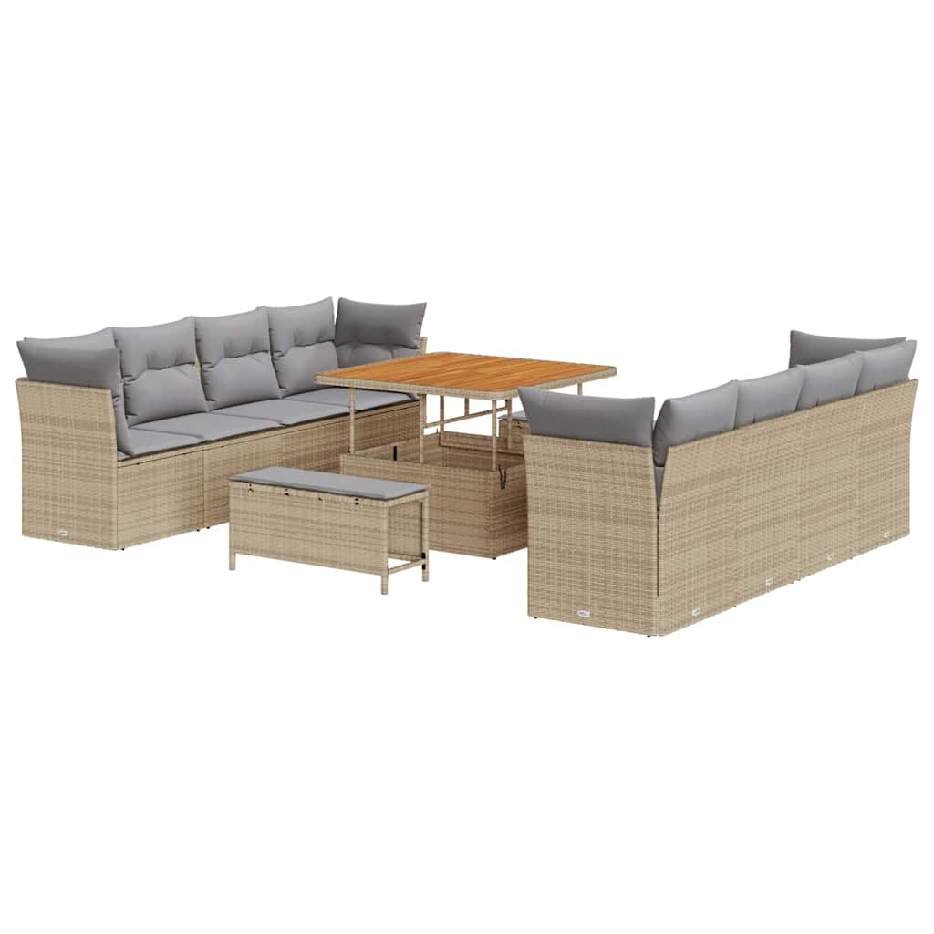 Garten-Sofa-Set mit Kissen 11 pcs Beige und Hellgrau