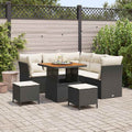 Garten-Sofa-Set mit Kissen mit Speicher 8 pcs Schwarz und Creme