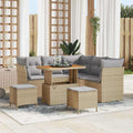 Garten-Sofa-Set mit Kissen 8 pcs Beige und Hellgrau