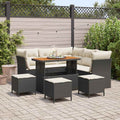 Garten-Sofa-Set mit Kissen mit Speicher 9 pcs Schwarz und Creme