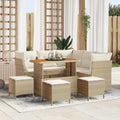 Garten-Sofa-Set mit Kissen mit Speicher 9 pcs Beige und Creme