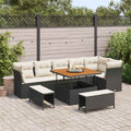 Garten-Sofa-Set mit Kissen mit Speicher 9 pcs Schwarz und Creme