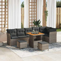 Garten-Sofa-Set mit Kissen mit Speicher 9 pcs Grau